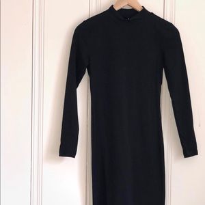 Fitted, Black Turtleneck Dress with a Open Back